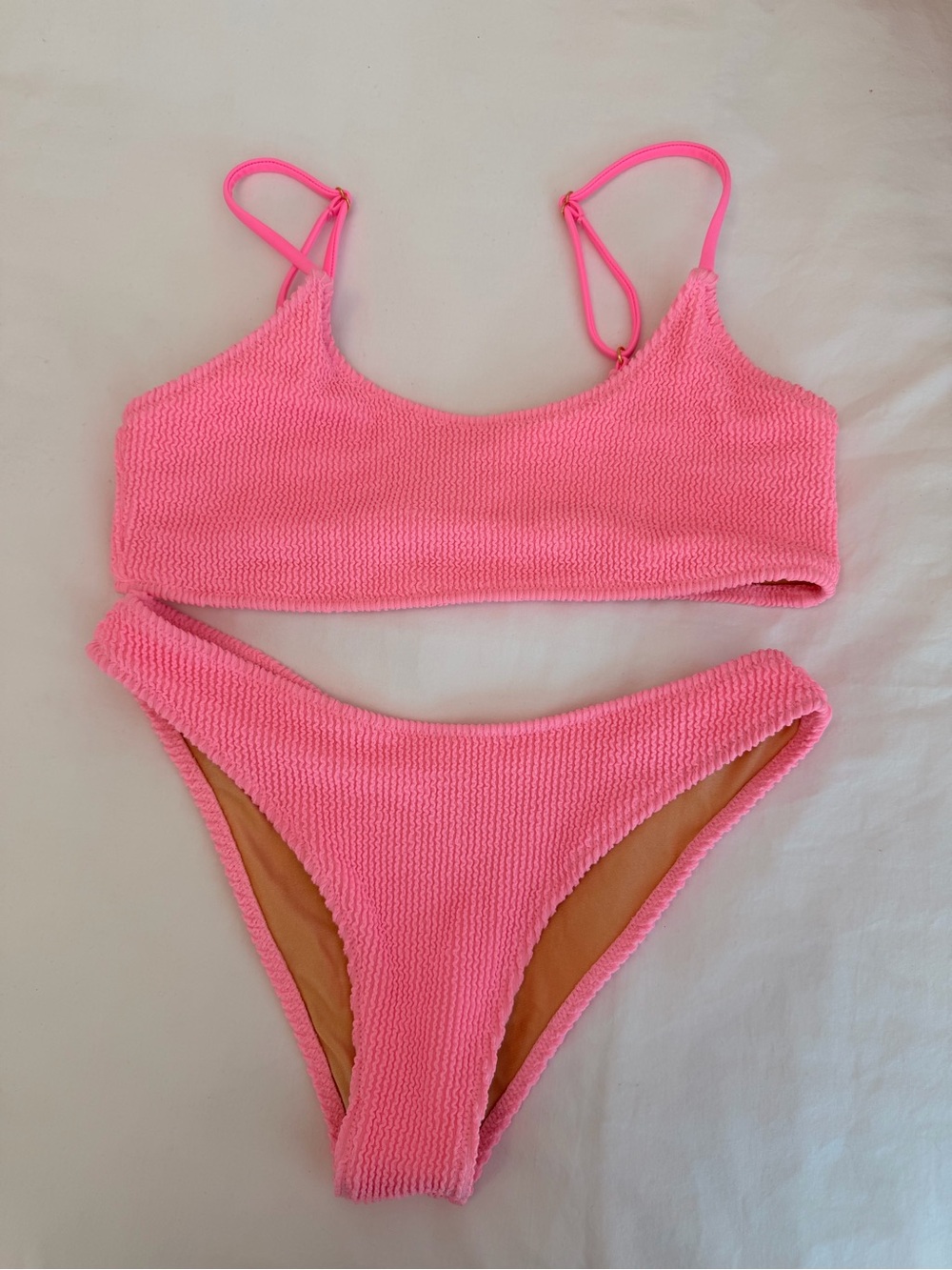 Pink Textured Two-Piece Bikini Set